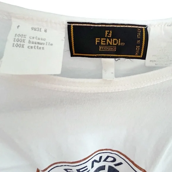 FENDI Vintage Y2K 2000s Logo Print Tee-Shirt Excellent Size Medium - Picture 5 of 5